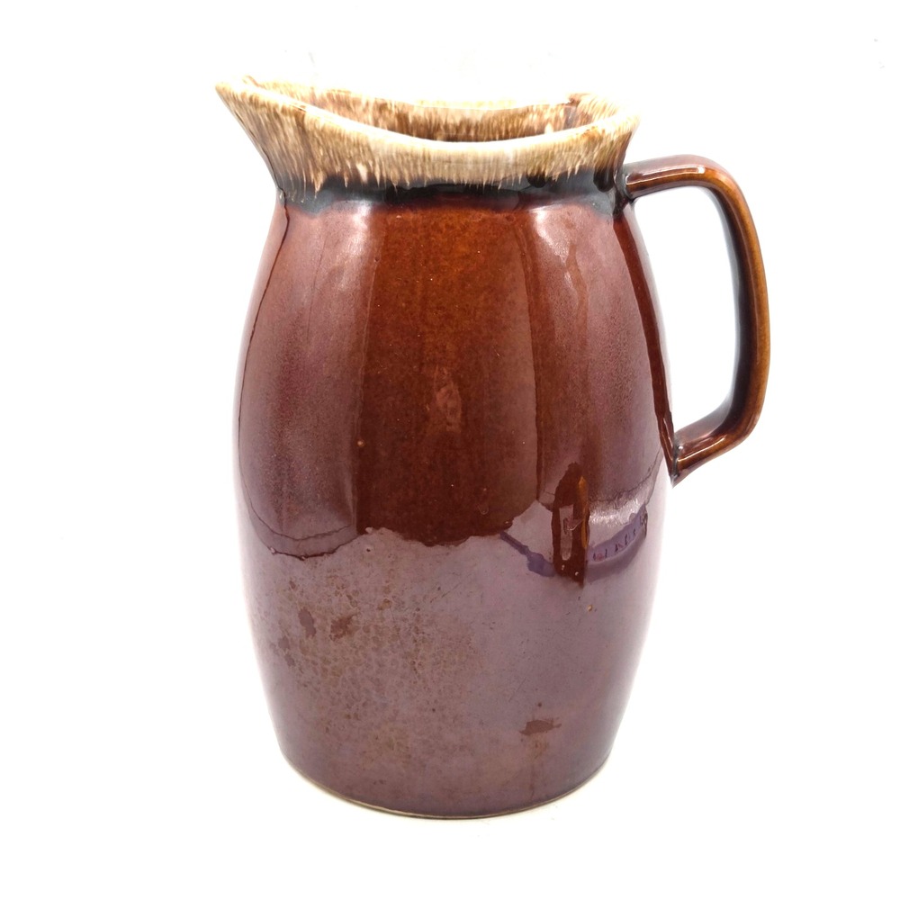 Vintage Hull Oven Proof Brown Drip Glaze Ceramic Pitcher USA Pottery 9"